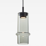 Bamboo Forest Mini Pendant - Black Anodized / Light Smoke Grey
