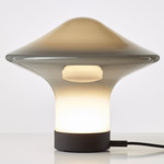 Trottola Table Lamp - Black Anodized / Pearl Grey Opaline