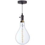 Grand Pear Shape Pendant - Gunmetal / Amber Light