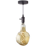 Grand Jewel Shape Pendant - Gunmetal / Amber Light
