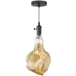 Grand Glacier Shape Pendant - Gunmetal / Amber Light