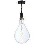 Grand Pear Shape Pendant - Black / Amber Light