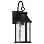 Bridger Outdoor Wall Light - Black / Clear Seeded