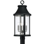 Bridger Outdoor Post Light - Black / Clear Seeded