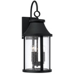 Bridger Outdoor Wall Light - Black / Clear Seeded