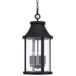 Bridger Outdoor Pendant - Black / Clear Seeded