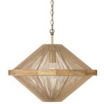Maya Dual Closed Pendant / Semi Flush - Matte Brass / Natural Jute