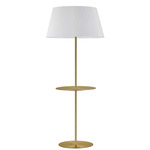 Gretchen Round Base Floor Lamp with Table - Aged Brass / White
