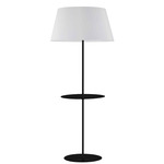 Gretchen Round Base Floor Lamp with Table - Matte Black / White