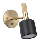 Rhoswen Adjustable Wall Sconce - Aged Brass / Matte Black / Clear