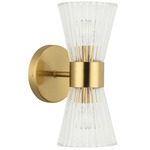 Vienna Cone Double Wall Sconce - Aged Brass / Clear