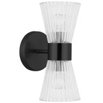 Vienna Cone Double Wall Sconce - Matte Black / Clear