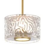 Elysian Drum Pendant - Natural Aged Brass / Clear