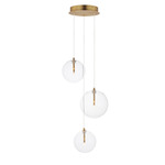 Global Multi Light Pendant - Natural Aged Brass / Clear