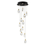 Pebble Multi Light Pendant - Black / Gold / Crystal