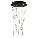 Pebble Multi Light Pendant - Black / Gold / Crystal