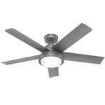 Seawall Outdoor 52 Inch Ceiling Fan with Light - Matte Silver / Matte Silver
