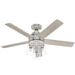 Lochemeade Ceiling Fan with Light - Brushed Nickel / Light Gray Oak