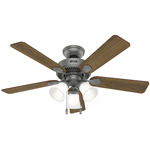 Swanson Energy Star 3-Light Ceiling Fan - Matte Silver / Autumn Walnut / Natural Wood / Clear Frosted