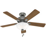 Swanson Energy Star Ceiling Fan with Bowl Light - Matte Silver / American Walnut / Natural Wood / Swirled Marble