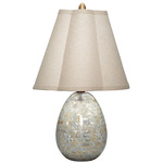 Capsule Table Lamp with Scalloped Shade - Pearl / Natural Linen
