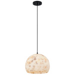 Alabaster Rocks Globe Pendant - Matte Black / Alabaster
