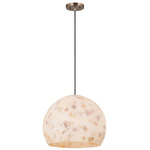 Alabaster Rocks Globe Pendant - Brushed Brass / Alabaster
