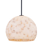 Alabaster Rocks Globe Rod Pendant - Matte Black / Alabaster