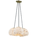 Alabaster Rocks Globe Cluster Pendant - Brushed Brass / Alabaster
