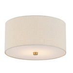 Textile Classic 973 Ceiling Flush Light - Brushed Brass / Cream