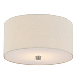 Textile Classic 973 Ceiling Flush Light - Brushed Nickel / Cream