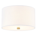 Textile Classic 973 Ceiling Flush Light - Brushed Brass / White