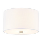Textile Classic 973 Ceiling Flush Light - Brushed Nickel / White