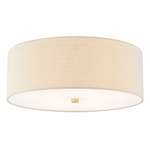 Textile Classic 973 Ceiling Flush Light - Brushed Brass / Cream