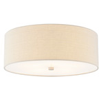 Textile Classic 973 Ceiling Flush Light - Brushed Nickel / Cream