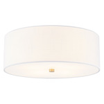 Textile Classic 973 Ceiling Flush Light - Brushed Brass / White