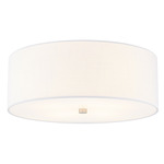 Textile Classic 973 Ceiling Flush Light - Brushed Nickel / White