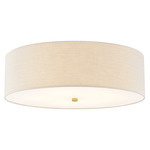 Textile Classic 973 Ceiling Flush Light - Brushed Brass / Cream