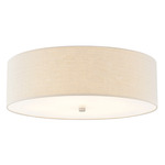 Textile Classic 973 Ceiling Flush Light - Brushed Nickel / Cream