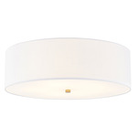 Textile Classic 973 Ceiling Flush Light - Brushed Brass / White