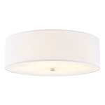 Textile Classic 973 Ceiling Flush Light - Brushed Nickel / White