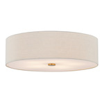 Textile Classic 973 Ceiling Flush Light - Brushed Brass / Cream