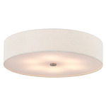 Textile Classic 973 Ceiling Flush Light - Brushed Nickel / Cream