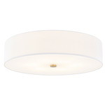 Textile Classic 973 Ceiling Flush Light - Brushed Brass / White
