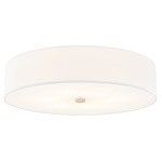 Textile Classic 973 Ceiling Flush Light - Brushed Nickel / White