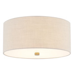 Textile Classic 973 Ceiling Flush Light - Brushed Brass / Cream