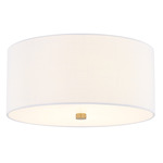 Textile Classic 973 Ceiling Flush Light - Brushed Brass / White