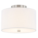 Textile Classic 976 Semi Flush Ceiling Light - Brushed Nickel / White