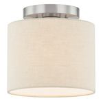 Textile Classic 9769 Open Semi Flush Ceiling Light - Brushed Nickel / Cream