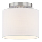 Textile Classic 9769 Open Semi Flush Ceiling Light - Brushed Nickel / White